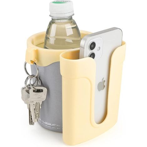 1 Pièce Support à Gobelet de Vélo 3-en-1 avec Support pour Téléphone et Clés Couleur Grise, Support Universel pour Boissons sur Guidon pour Vélos, 25.4 cm (1/4)