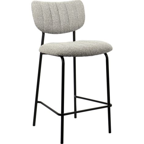 VENTURA Barhocker – Hellgrauer Stoff – Schwarze Metallbeine – Höhe 97 cm – Design-/Industriestil