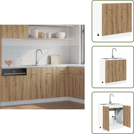 vidaXL Armoire de plancher d'évier chêne artisanal 80x46x81,5 cm