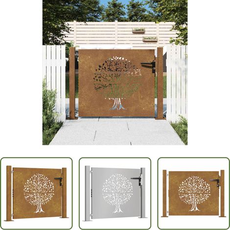 vidaXL Gartentor 100x75 cm -  Gartentor 100x75 cm Cortenstahl Baumdesign