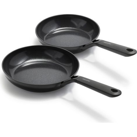 Set de Poêles à Frire Antiadhésive en Céramique Saine de 20 cm et 28 cm avec Protecteur de Poêle, Sans PFAS, Convient à l'Induction, Va au Four, Va au Lave-Vaisselle, Noir (1/5)