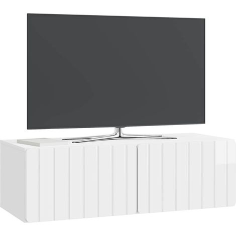 Maison Exclusive - Wandmontierter TV-Schrank Hochglanz Weiß 98 x