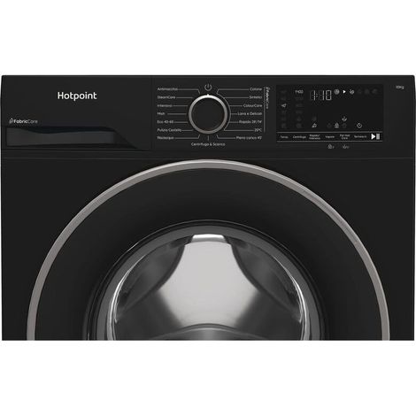 Hotpoint Ariston HB 103B CARE IT, lavatrice Capacità 10kg, classe A -30%, colore Black, 1400 giri, Display digitale XL, Vapore