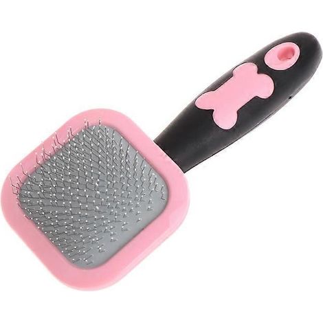 Brosse de toilettage auto-nettoyante pour chiens et chats, brosse démêlante anti-poils, taille S, couleur rose. (1/4)
