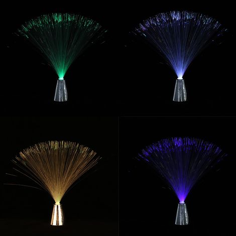 Fontaine à fibre optique en plastique multicolore changeante veilleuse LED ciel étoilé lampe de fête déco maison 31x12x10 cm avec socle et ruban 2 pièces (1/5)