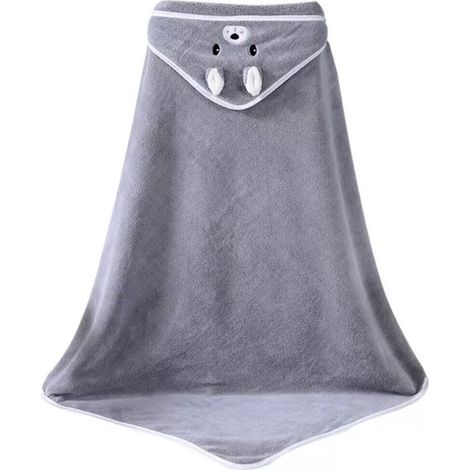 Capucha de baño de forro polar con capucha - 80x80 cm - Gris - Animal - Gato - Bebé - Regalo de maternidad - Capucha de baño para bebé (1/5)
