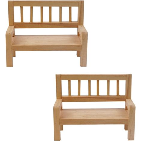 Lot de 2 bancs en Bois pour Maison de poupée, Mini Meubles en Bois, Maison de poupée Miniature, échelle 1:12, Banc de Jardin en Bois, Meubles de Jardin, décoration de Jardin (1/5)