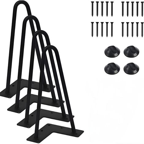 4 pieds table en métal U, réglables et démontables, pour table basse ou bureau, style industriel, bricolage DIY