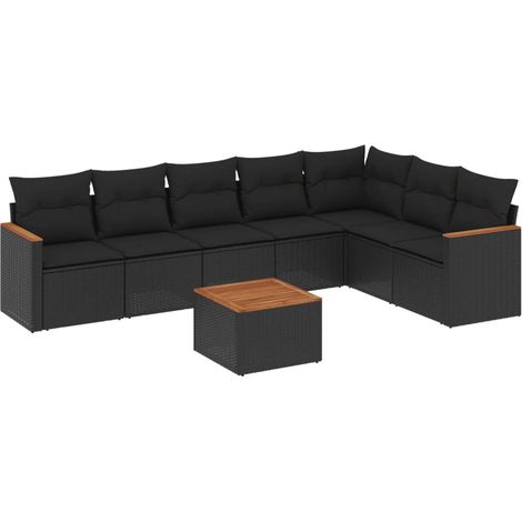 Maison Exclusive - Set Divani da Giardino con Cuscini 8 pz Nero in Polyrattan