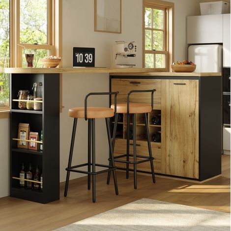 MEUBLIV Tavolo da pranzo allungabile 138-220 x 39 x 105 cm effetto legno con contenitori (1/5)