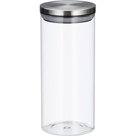 Set di 3 barattoli di conservazione rotondi da cucina 13 l in vetro trasparente 130007649