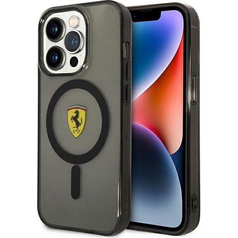 Custodia rigida nera/nera Ferrari FEHMP14XURKK per iPhone 14 Pro Max 6.7" con MagSafe traslucido. (1/5)