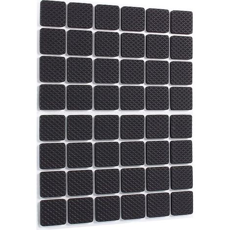 Lot de 48 patins antidérapants noirs adhésifs pour meubles, canapé, table, chaise, protection de sol en caoutchouc (1/4)
