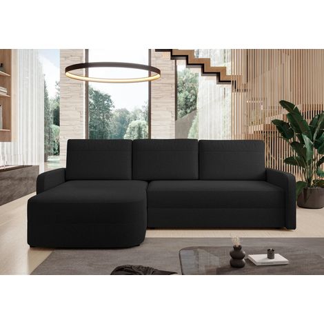 AX LIVING Ecksofa mit Schlaffunktion Nebbiolo 250 cm breit – schwarz