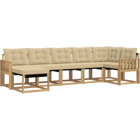 Outdoor Sofa Set with Cushion 7 pcs White and Beige vidaXL (1/5)
