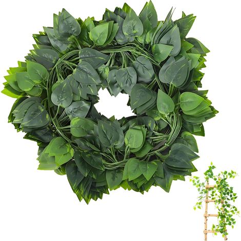 Lot de 12 guirlandes de lierre artificiel - Longueur : 210 cm - Feuilles vertes suspendues - Plantes artificielles à suspendre - Décoration de chambre - Pour cuisine, mariage, balcon, jardin, fête (1/5)