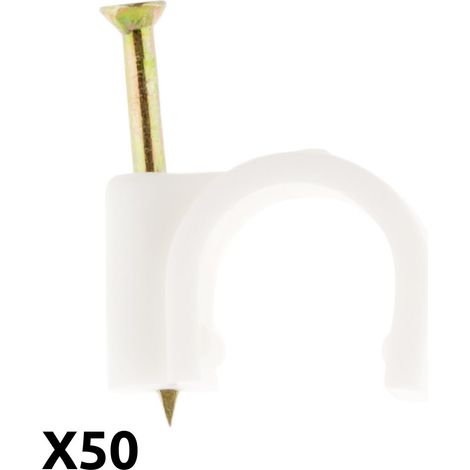 Zenitech – Lot de 50 crochets de fixation Ø20mm – Fixation clou béton – Pour câbles Ø20mm – Couleur blanc pour intégration discrète