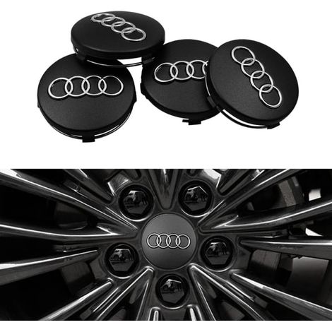 HOXILEELEO - Nouveauté Lot de 4 enjoliveurs de roue Audi de haute qualité (68 mm).