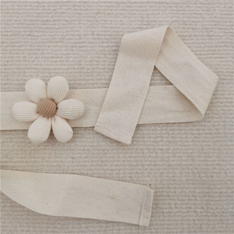 Paquete de 2 alzapaños de cortina hechos a mano con cuerda para decoración del hogar y la oficina (flores), color blanco roto (1/4)