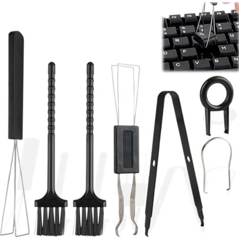 7 Pièces Kit d'Outils Extracteur de Clavier Extracteurs Touches pour Mécanique avec et d'Interrupteurs, Pince à Épiler, Brosse Nettoyage Compatibilité Étendue Claviers - (1/5)
