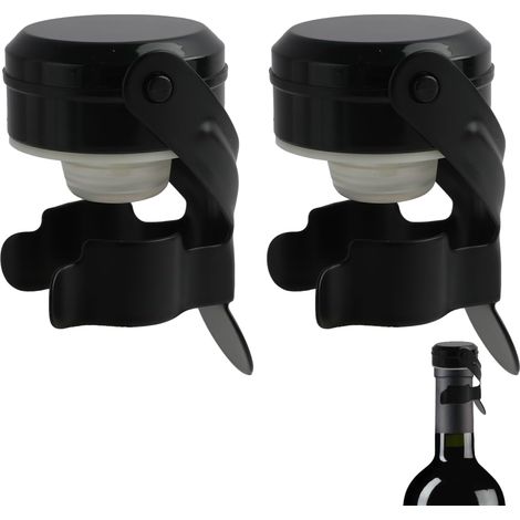 Lot de 2 Bouchons pour Champagne et Vin, en Acier Inoxydable, Bouchon Réutilisable avec Joint en Silicone, Étanche et Conservation Optimale de la Fraîcheur, Compatible avec Toutes Bouteilles Standard