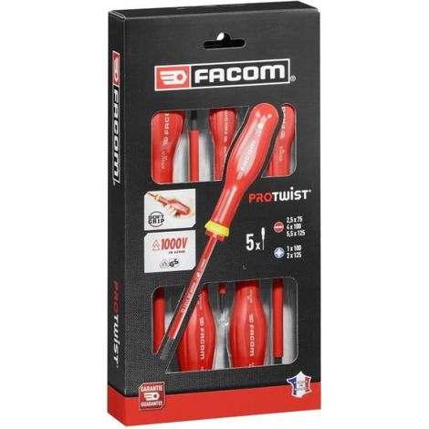 Jeu de 5 tournevis isolés - FACOM - AT5VE.PB - 1000V (1/2)