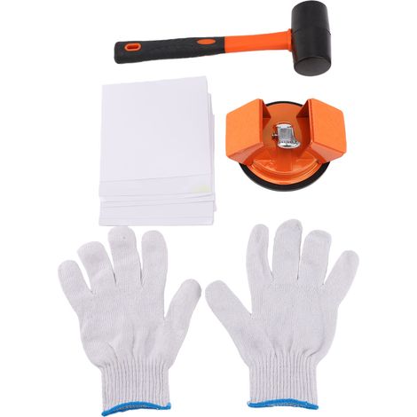 Kit de réparation des joints de sol avec maillet et ventouse pour sols stratifiés, LVP, PVC et bois (orange) (1/5)