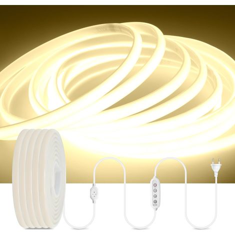 Ruban LED COB Néon Dimmable Natural White 3M, 230V 288 LED/m, Minuterie, IP65 Étanche, Flexible, Cuisine Chambre Fête (1/5)