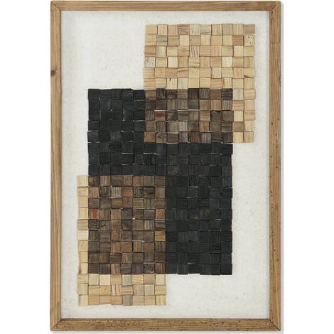 Tableau abstrait moderne en bois recyclé pour un intérieur chaleureux - Bois naturel aux teintes multicolores