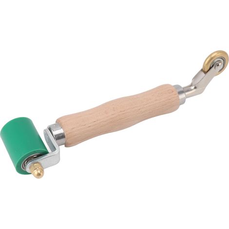 Rouleau à joint silicone 40mm, double usage, roue en laiton, manche en bois, rouleau à joint mural plat pour soudure PVC TPO vert (1/5)