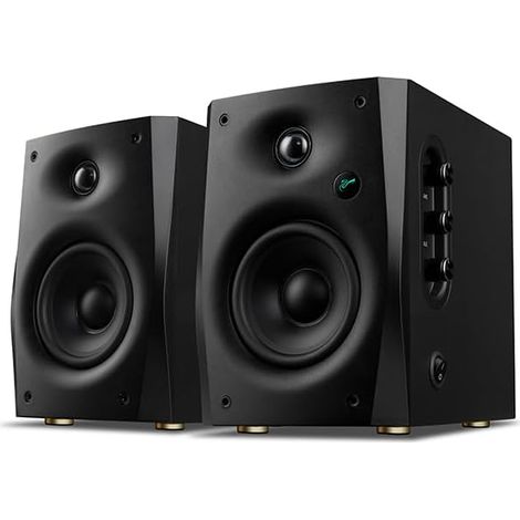 Enceintes Bibliothèque Actives, Enceintes Stéréo Bluetooth 5.0 avec Entrées Optique, Coaxiale et Line, 62W RMS, Woofer 4", Tweeter Dôme Souple 20mm, Enceintes Desktop DSP (1/5)