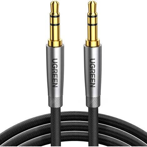 Câble Audio Jack 3.5 mm Mâle Mâle HiFi Stéréo Câble (2M)  Nylon Tressé Auxiliaire Voiture Compatible avec Autoradio Casque Haut-Parleur TV PC MP4 MP3 (1/5)
