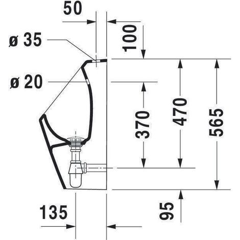 Duravit No.1 Urinal, rimless, Zulauf oben, inklusive Spüldüse, (1/5)