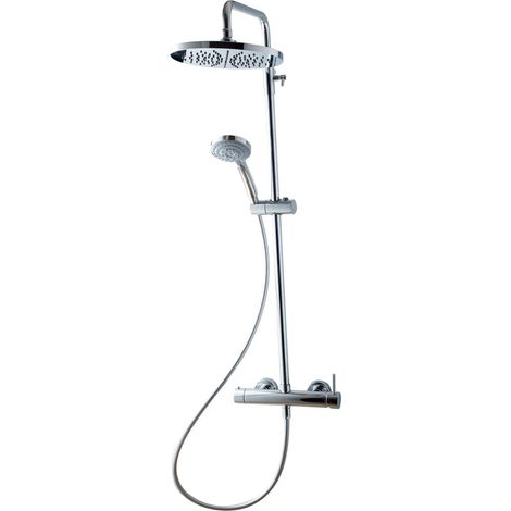 GALINDO 86350300 THEO DARK Columna Ducha Mezcladora Rociador 250 mm y Flexo PVC Cromo - ref: 86350300 (1/2)