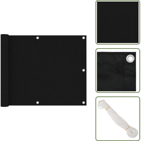 Balkon-Sichtschutz Schwarz 75x400 cm Oxford-Gewebe - Balkon Sichtschutz - Windschutz - Wasserfest - UV Schutz - Oxford Gewebe (1/5)