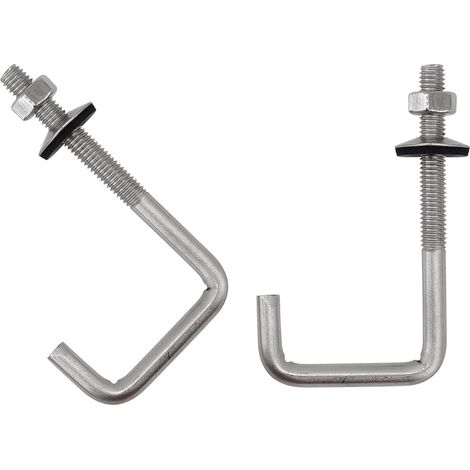 Lot de 10 crochets de toiture M6 x 50 x 120 mm en acier inoxydable 304 avec Waser et écrou pour fixation de tuiles de toit, boulons à crochet de fixation (1/5)