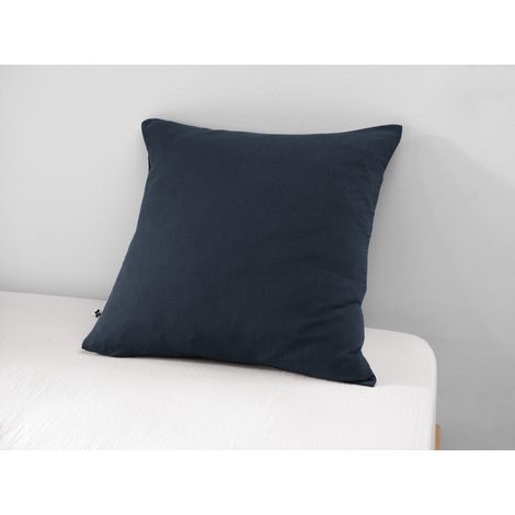 Taie d'oreiller en double gaze de coton – 60 x 60 cm – Gaïa Bleu foncé
