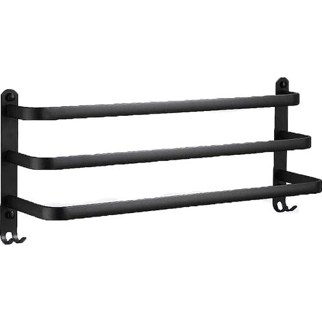 Porte-Serviettes - Aluminium - 60 cm - 3 Niveaux Avec Crochets - Salle De Bain Cuisine Toilettes - 1 Pièce (1/5)