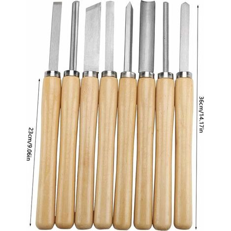 Juego de 8 cinceles de torno de madera HSS, juego de cinceles para torneado de madera, herramientas para torneado de madera dura. (1/3)