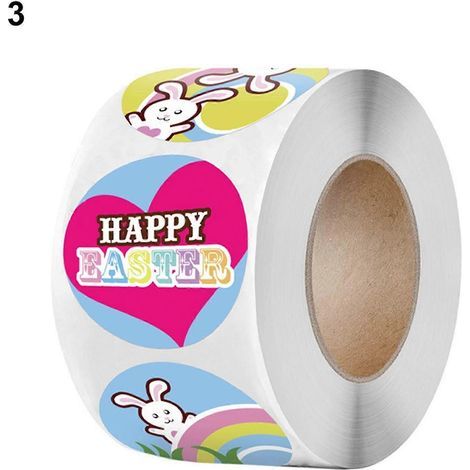 500 étiquettes autocollantes rondes pour Pâques, en papier adhésif résistant, brillantes et élégantes, pour accessoires de bureau.-3 (1/5)
