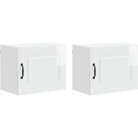 Set di 2 pensili da cucina funzionali dal design pulito 50 x 31 x 40 cm realizzati in legno composito bianco lucido 020053582