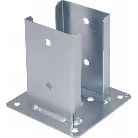 Pied de poteau fendu carré galvanisé à visser - 92 x 150 x 2,0 mm (1/6)