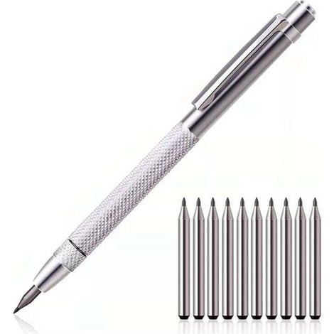 Stylet De Gravure En Verre Céramique Métal Avec Pointe Carbure Tungstène Diamant-Crezuo (1/4)