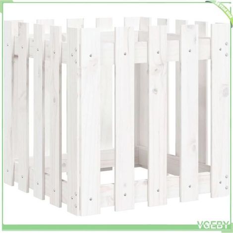 Jardinière - FAFEICY - 832453 - Bois de pin massif - Blanc - 50 x 50 x 50 cm (1/5)