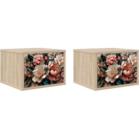 Maison Exclusive - Mobiletto da comodino a parete BORNE 2 pz Rovere Sonoma (1/5)