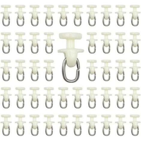 100 pièces Rouleaux de Rail de Rideau-(Blanc) Rail intérieur Crochet de Rideau Rail Glisseur Rail,Rideau Poulie à Rideaux en Plastique