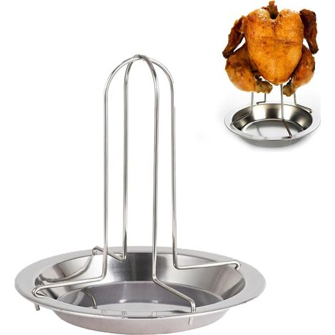 1 Support De Rôtissoire Pliable, Acier Inoxydable, Conception Verticale, Pour Four Et Barbecue, Camping