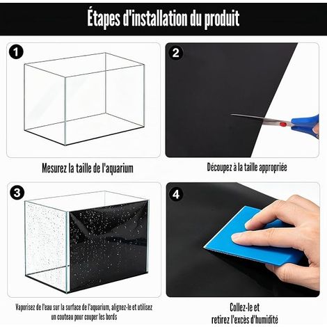 Aquarium Background, PVC Sticker for Aquarium, Aquarium Poster Decoration, Sticker for Aquarium Background Black (Schwarz Matt, 30 cm x 200 cm) (1/4)