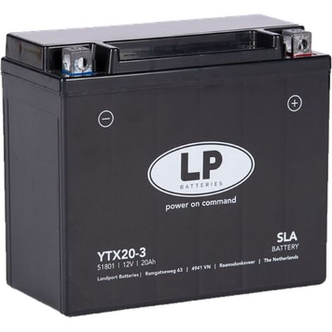 BATERÍA LANDPORT YTX20-3 (MS LTX20-3) (YB18L-A/YTX20L-BS) 12V 20AH (175X87X155MM) (310A) SLA SIN MANTENIMIENTO - INUNDADA (4)