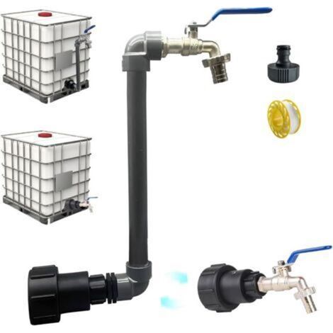 Robinet Cuve 1000L 3/4" S60X6 IBC, 2 en 1 Extension Intégrée, Raccord Cuve 1000 litres, Robinet Col de Cygne de Cuve, Adaptateur de Réservoir IBC Adaptateur Cuve (3/4") (1/5)